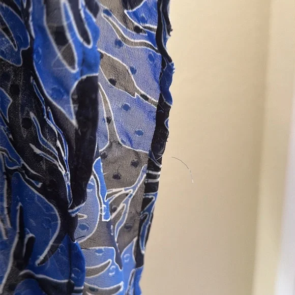 Michael Kors Blue/Black Palm Tree Print Floral Tiered Maxi DressSz. Xl - Picture 6 of 9